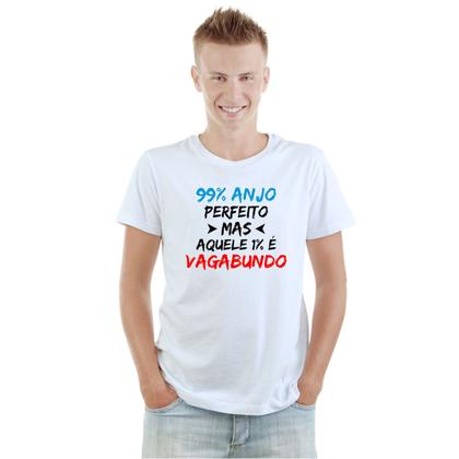 Imagem de Camiseta 99% Anjo 1% Vagabundo Camisa Personalizada Blusa Adulto Algodão com Poliéster