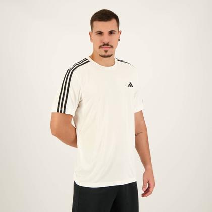 Imagem de Camiseta Adidas Essentials 3 Listras Branca e Preta