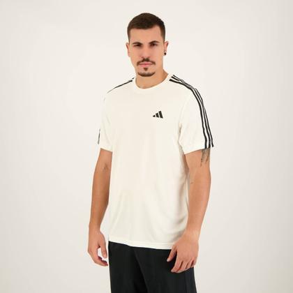 Imagem de Camiseta Adidas Essentials 3 Listras Branca e Preta