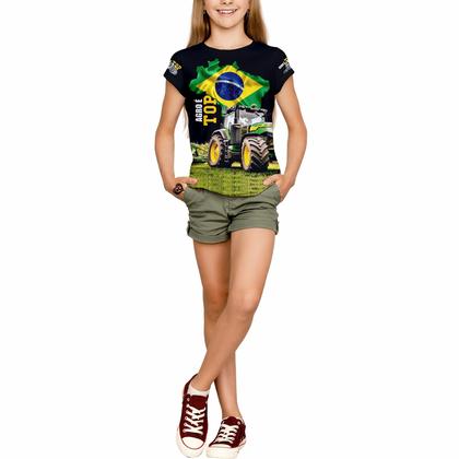 Imagem de Camiseta Agro é Top Meninas Infantil Blusa Pecuaria Roça