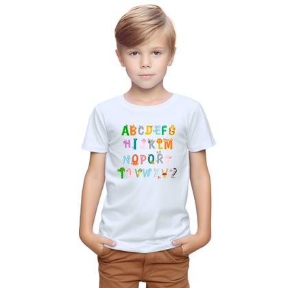 Imagem de Camiseta Alfabeto Divertido Animais Camisa Personalizada Blusa Infantil e Juvenil Algodão com Poliéster