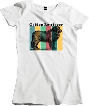 Imagem de Camiseta Algodão Feminina Vintage Pet Cachorro Golden Retriever