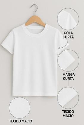 Imagem de Camiseta Algodão Infantil Estamp Gatinhos Costas Blusa Unissex Feminino Masculino Manga Curta