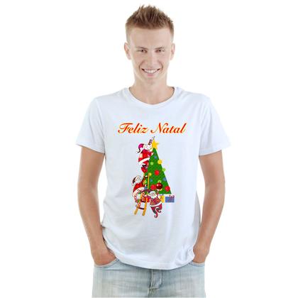 Imagem de Camiseta Árvore de Natal Papai Noel Natalina Camisa Personalizada Blusa Adulto Algodão com Poliéster