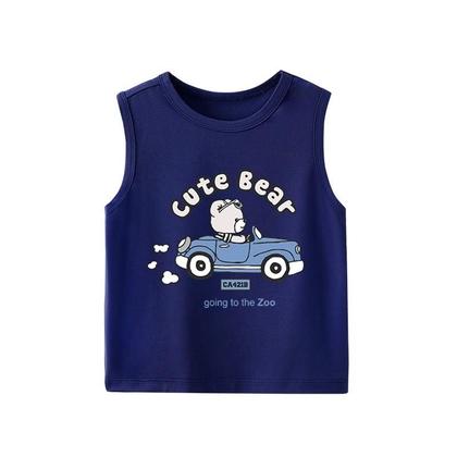 Imagem de Camiseta Azul Sem Mangas Para Crianças, Roupas Casuais De Verão 2024, Estilo Trendy Para Meninos E