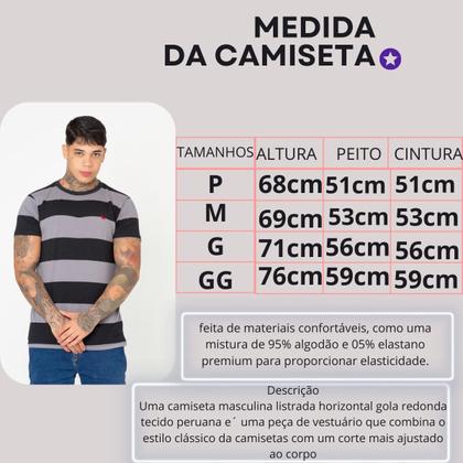 Imagem de Camiseta Básica Listrada Masculina Estilo Clássico para seu Visual