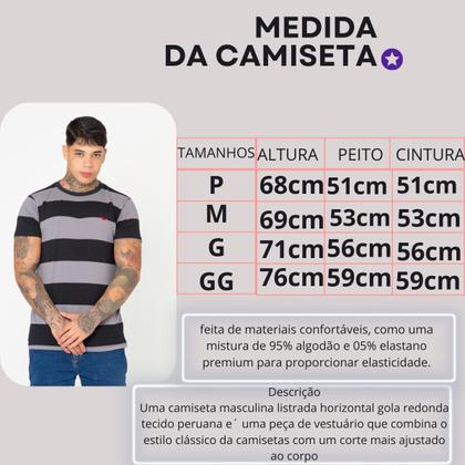 Imagem de Camiseta Básica Listrada Masculina Estilo Inigualável para seu Dia a Dia