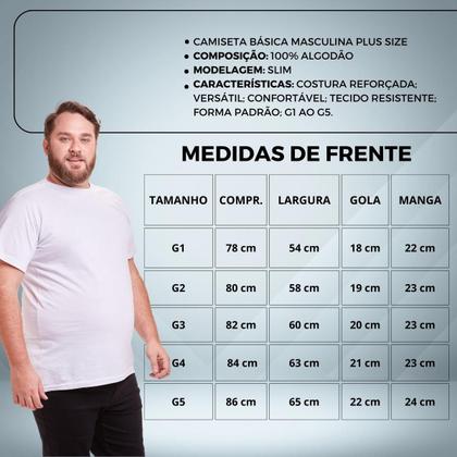 Imagem de camiseta Básica Masculina Plus Size Algodão