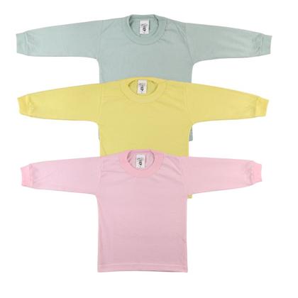 Imagem de Camiseta Bebê Manga Longa Lisa Kit 3 peças