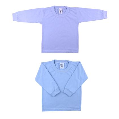 Imagem de Camiseta Bebê Manga Longa Lisa Kit 3 peças