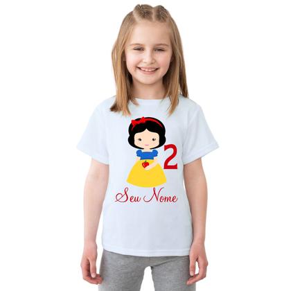 Imagem de Camiseta Branca de Neve Maçã Camisa Personalizada Blusa Infantil e Juvenil Algodão com Poliéster
