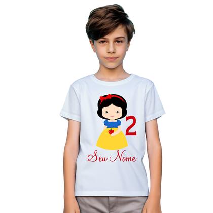 Imagem de Camiseta Branca de Neve Maçã Camisa Personalizada Blusa Infantil e Juvenil Algodão com Poliéster