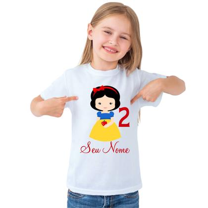 Imagem de Camiseta Branca de Neve Maçã Camisa Personalizada Blusa Infantil e Juvenil Algodão com Poliéster