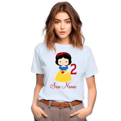 Imagem de Camiseta Branca de Neve Maçã Camisa Personalizada Blusa Infantil e Juvenil Algodão com Poliéster