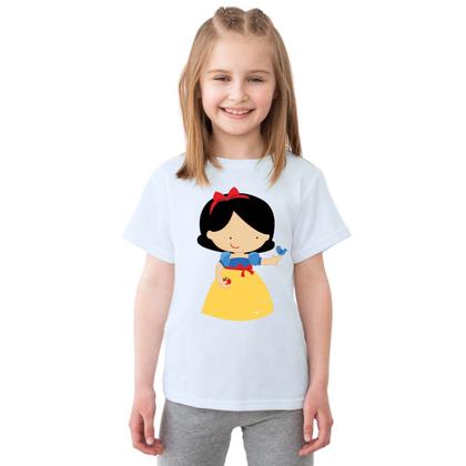 Imagem de Camiseta Branca De Neve Pássaro Azul Camisa Personalizada Blusa Infantil e Juvenil Algodão com Poliéster