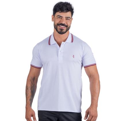 Imagem de Camiseta Branca Polo Masculina Adulto 100% Algodão