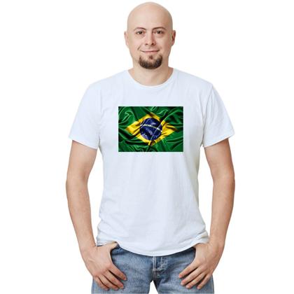 Imagem de Camiseta Brasil Bandeira Camisa Personalizada Blusa Adulto Algodão com Poliéster