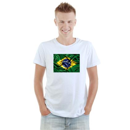 Imagem de Camiseta Brasil Bandeira Camisa Personalizada Blusa Adulto Algodão com Poliéster
