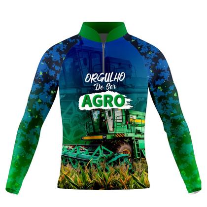 Imagem de Camiseta camisa Agro Proteção Solar Uv50+ Agricultura percuaria com ziper gola alta