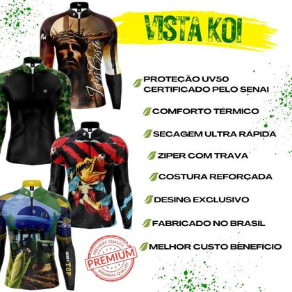 Imagem de Camiseta Camisa Blusa Agropecuária Peão Cavalo Agro Com Zíper Proteção Uv50