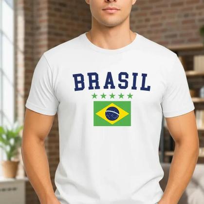 Imagem de Camiseta Camisa do Brasil Para Copa Adulto Masculina Feminina  Algodão md4 