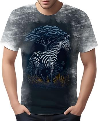 Imagem de Camiseta Camisa Estampada T-shirt Animais Zebra Listras HD 2