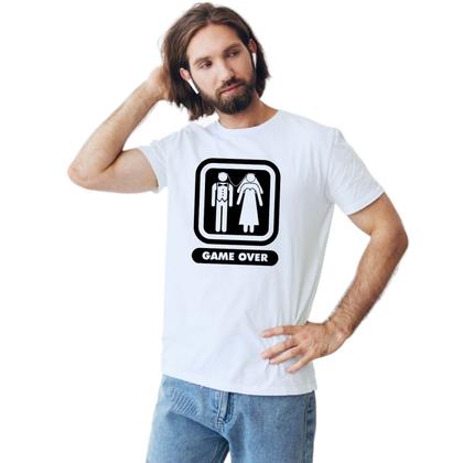 Imagem de Camiseta Casamento Game Over Camisa Personalizada Blusa Adulto Algodão com Poliéster