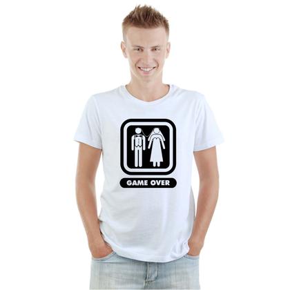 Imagem de Camiseta Casamento Game Over Camisa Personalizada Blusa Adulto Algodão com Poliéster