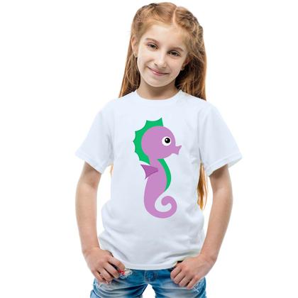 Imagem de Camiseta Cavalo Marinho Roxo Camisa Personalizada Blusa Infantil e Juvenil Algodão com Poliéster