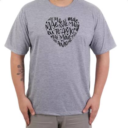 Imagem de Camiseta Cinza Mae coracao palavras te amo