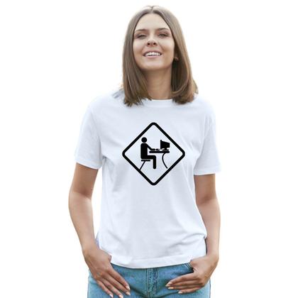 Imagem de Camiseta Computador em Uso Camisa Personalizada Blusa Adulto Algodão com Poliéster