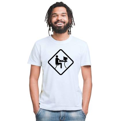 Imagem de Camiseta Computador em Uso Camisa Personalizada Blusa Adulto Algodão com Poliéster