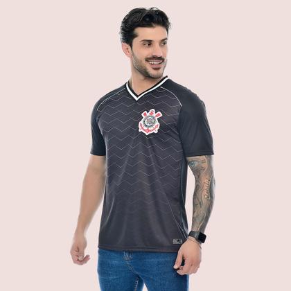 Imagem de Camiseta Corinthians Masculina Gola V Escudo Bordado