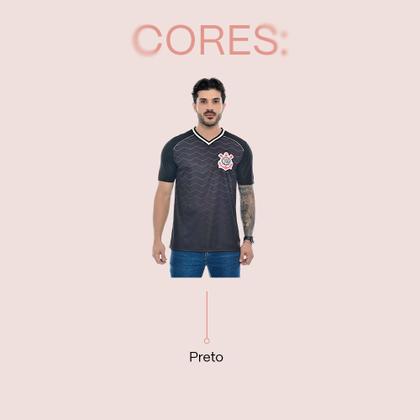 Imagem de Camiseta Corinthians Masculina Gola V Escudo Bordado