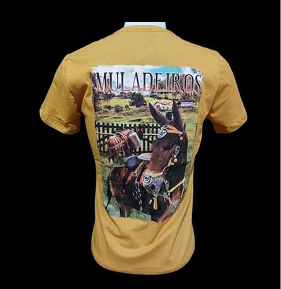 Imagem de Camiseta Country Muladeiro Fio 30.1 Penteado 100% Algodão Alto Qualidade Cor Amarelo