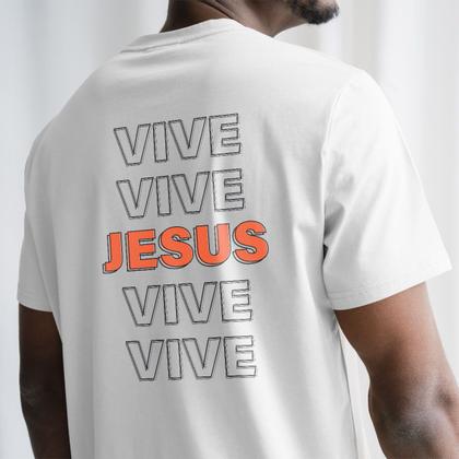 Imagem de Camiseta Cristã Masculina - Jesus Vive  Branca