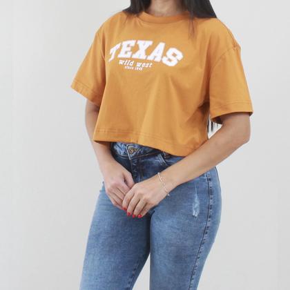 Imagem de Camiseta Cropped Algodão Oversized Caimento Soltinho Manga Curta - Texas
