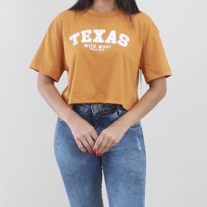 Imagem de Camiseta Cropped Algodão Oversized Caimento Soltinho Manga Curta - Texas