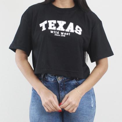 Imagem de Camiseta Cropped Algodão Oversized Caimento Soltinho Manga Curta - Texas