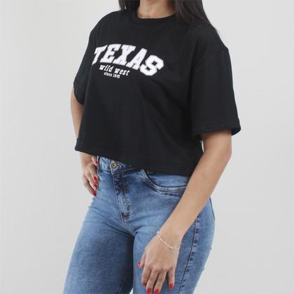 Imagem de Camiseta Cropped Algodão Oversized Caimento Soltinho Manga Curta - Texas