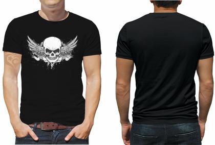 Imagem de Camiseta de caveira rock moto Masculina adulto Roupas asa