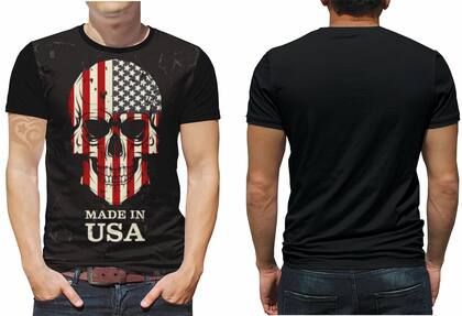 Imagem de Camiseta de caveira rock moto Masculina adulto Roupas eua