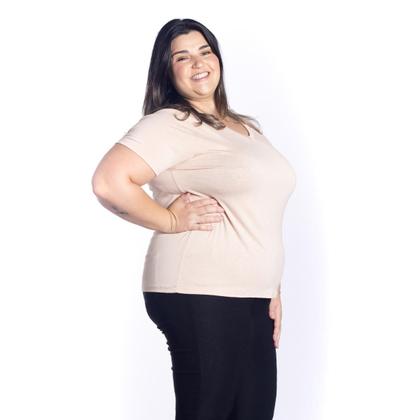 Imagem de Camiseta de Malha de Viscose Gola V Plus Size