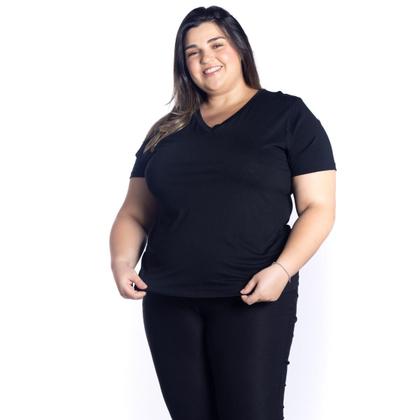 Imagem de Camiseta de Malha de Viscose Gola V Plus Size