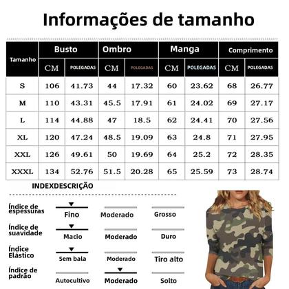 Imagem de Camiseta de Manga Sete com Estampa de Camuflagem - Modelagem Regular - Primavera/Verão