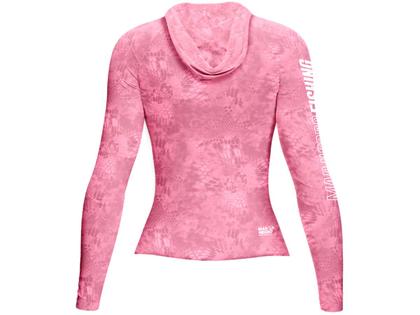 Imagem de Camiseta de Pesca Mar Negro X Protection Sublimada Com Capuz Feminina Proteção Solar 50+ UV - Pink