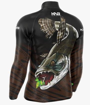Imagem de Camiseta de Pesca Traira Trairão Modelo Novo King Brasil Proteção Solar 50