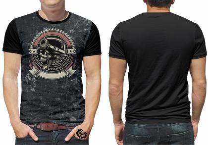 Imagem de Camiseta de Rock PLUS SIZE Caveira Moto Masculina Capacete