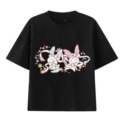 Imagem de Camiseta De Verão Unissex plus Size Com Estampa Eevee Pokémon, Tendência De Jogos Portáteis