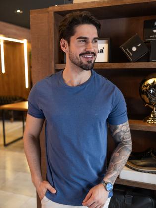 Imagem de Camiseta Ellus Cotton Melange Classic Azul